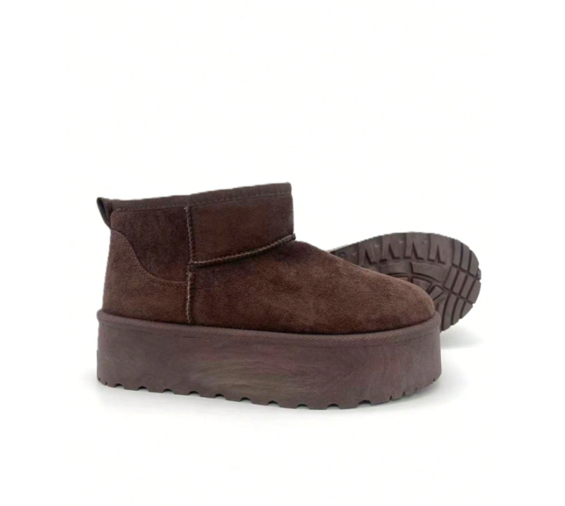 Brinelle Fur-Lined Platform Snow Boots – Women’s Suedette Winter Slip-On Shoes | Thick Sole & Cosy Lining | Autumn Winter Footwear