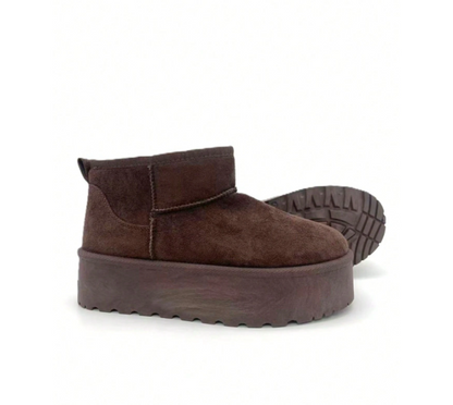 Brinelle Fur-Lined Platform Snow Boots – Women’s Suedette Winter Slip-On Shoes | Thick Sole & Cosy Lining | Autumn Winter Footwear