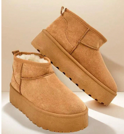 Brinelle Fur-Lined Platform Snow Boots – Women’s Suedette Winter Slip-On Shoes | Thick Sole & Cosy Lining | Autumn Winter Footwear