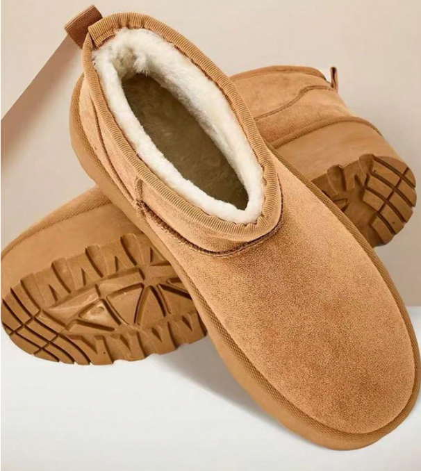 Brinelle Fur-Lined Platform Snow Boots – Women’s Suedette Winter Slip-On Shoes | Thick Sole & Cosy Lining | Autumn Winter Footwear