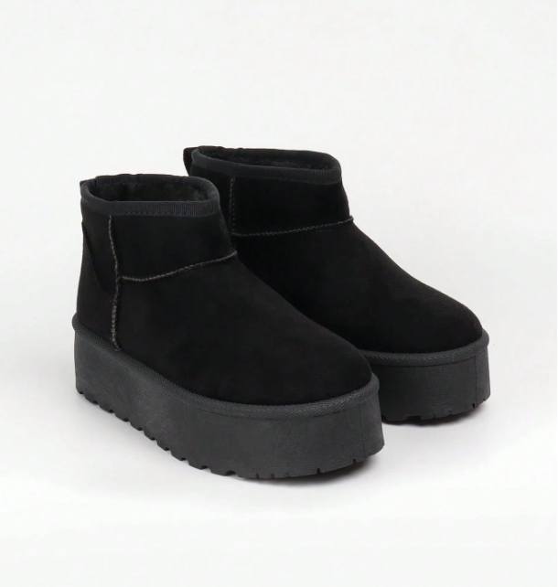 Brinelle Fur-Lined Platform Snow Boots – Women’s Suedette Winter Slip-On Shoes | Thick Sole & Cosy Lining | Autumn Winter Footwear