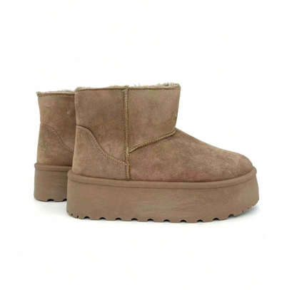 Brinelle Fur-Lined Platform Snow Boots – Women’s Suedette Winter Slip-On Shoes | Thick Sole & Cosy Lining | Autumn Winter Footwear