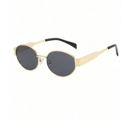 Virelle Retro Oval Sunglasses – Women’s Vintage Metal Frame Eyewear | Black PC Lenses | Chic Travel & Everyday Fashion Glasses