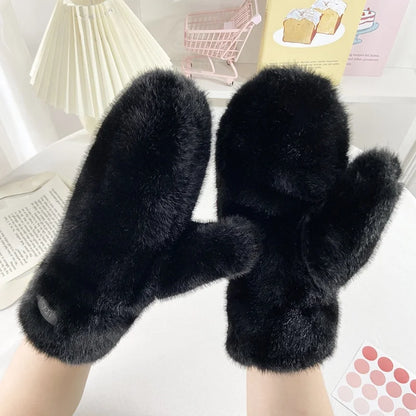 Velmira Faux Fur Winter Gloves – Women's Soft Plush Full-Finger Gloves | Thick Warm Wrist-Length Design | Elegant Cold Weather Accessories