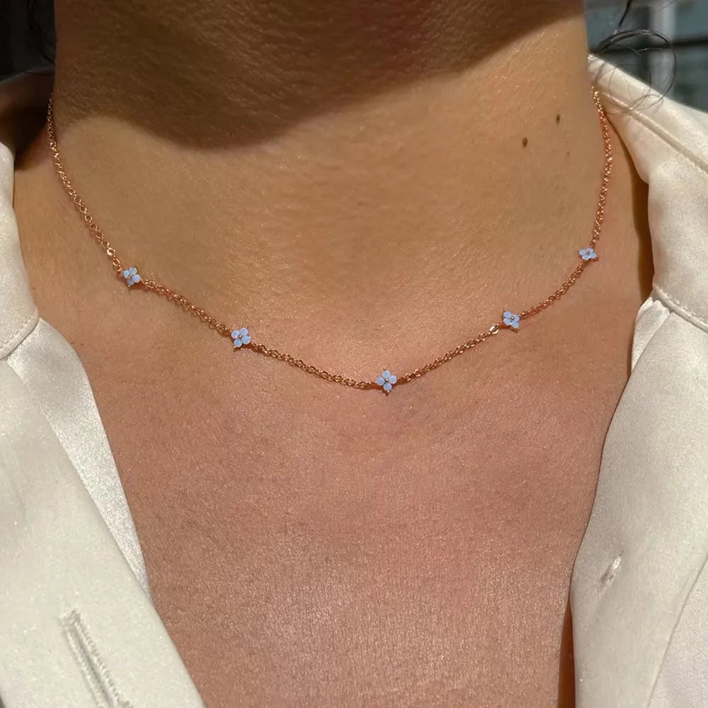 Aurelle Clover Zircon Necklace – 18K Gold-Plated Stainless Steel Chain | Four-Leaf Clover Jewellery | Elegant Women’s Gift
