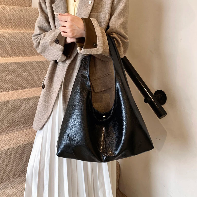 ElvaraHobo Shoulder Bag – Large PU Leather Underarm Handbag | Soft Baguette Purse | Everyday Women’s Bag