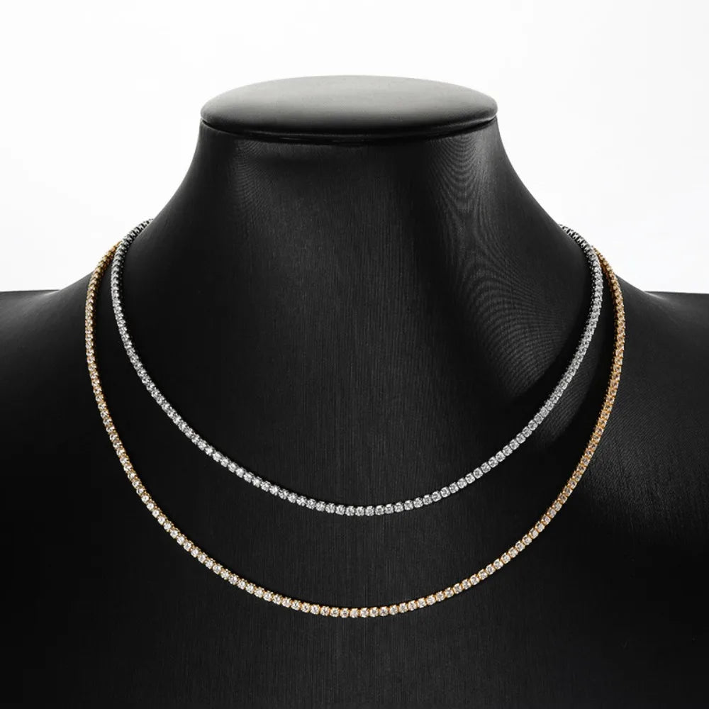 Celestia 2mm Moissanite Tennis Necklace – 925 Sterling Silver Choker |D-Colour Brilliant Stones | Adjustable Fine Jewellery for Women