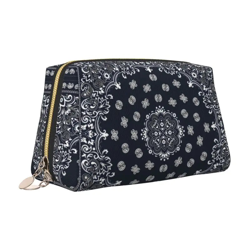Sienna Paisley Travel Cosmetic Bag – Red & Black Printed Makeup Pouch | Women’s Zipped Toiletry Organiser | Portable Beauty Storage Bag