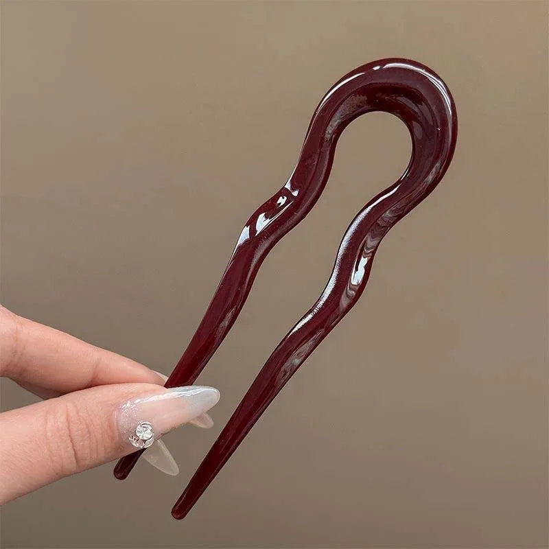 Tessara Tortoiseshell U-Shaped Hair Fork – Women’s Geometric Hair Pin | Classic Bun & French Twist Hair Stick | Elegant Updo Hair Accessory