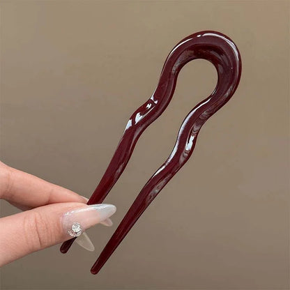 Tessara Tortoiseshell U-Shaped Hair Fork – Women’s Geometric Hair Pin | Classic Bun & French Twist Hair Stick | Elegant Updo Hair Accessory
