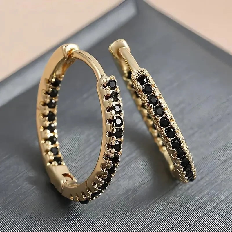LioraLuxe Colour Zircon Hoop Earrings – Gold-Tone Women’s Earrings | Random Colour Cubic Zirconia | Luxury-Inspired Statement Jewellery