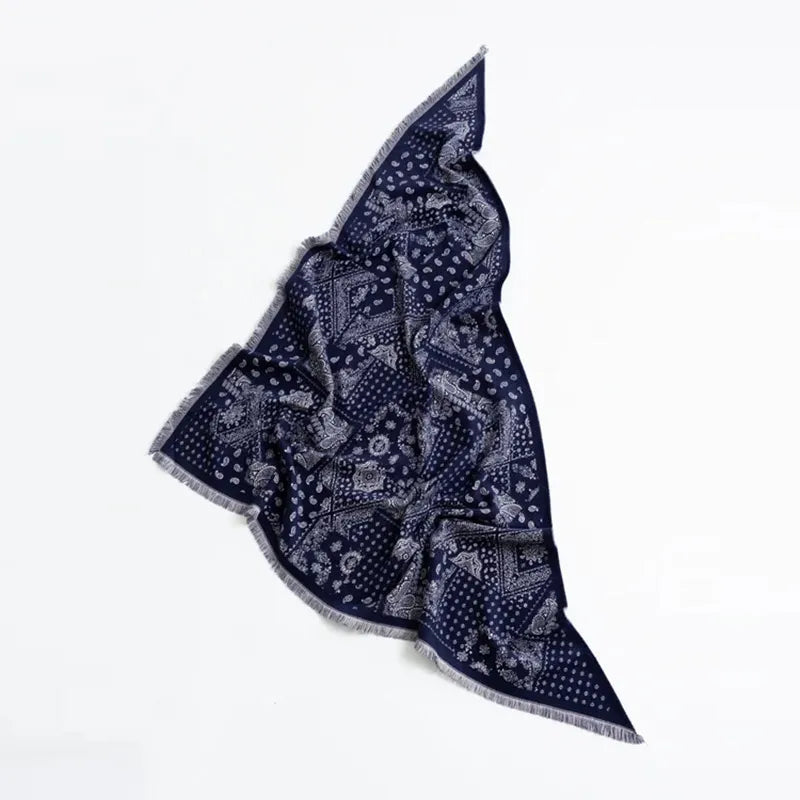 Aveline Jacquard-Style Triangle Scarf – Printed Knitted-Look Tassel Bandana | Women’s Vintage-Inspired Neck Wrap | Spring & Autumn Fashion Accessory