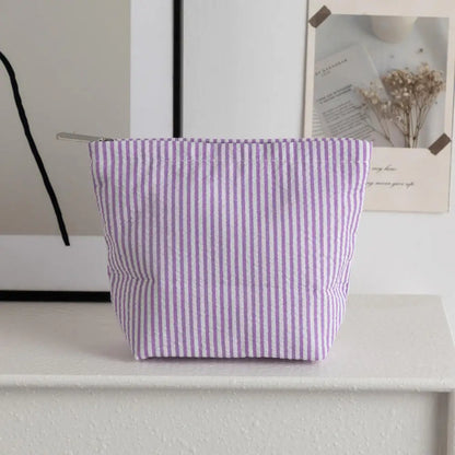 Solena Striped Woven Clutch Bag – Women’s Crochet-Style Beach Handbag | Soft Knitted Dumpling Purse | Casual Summer Clutch