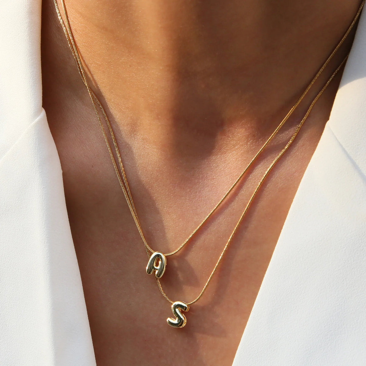 Aloura Bubble Initial Pendant Necklace – Gold-Plated Alphabet Letter Chain | A–Z Personalised Jewellery | Women’s Statement Necklace