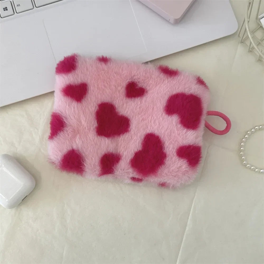 Amorette Heart Print Mini Cosmetic Pouch – Women’s Small Lipstick & Makeup Bag | Plush Zip Travel Organiser | Cosmetic, Card & Everyday Storage Purse