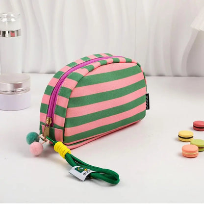 Solena Striped Woven Clutch Bag – Women’s Crochet-Style Beach Handbag | Soft Knitted Dumpling Purse | Casual Summer Clutch