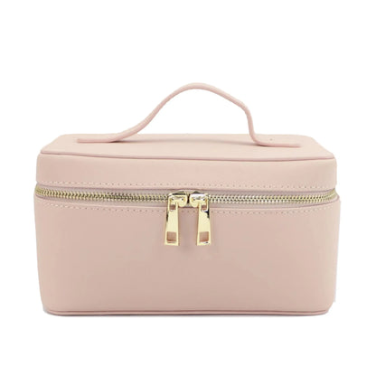 Bellavie Personalised Travel Cosmetic Case – Women’s Saffiano-Style Split Leather Makeup Bag | Custom Name Toiletry Organiser | Zipped Beauty Storage Case