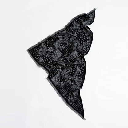 Aveline Jacquard-Style Triangle Scarf – Printed Knitted-Look Tassel Bandana | Women’s Vintage-Inspired Neck Wrap | Spring & Autumn Fashion Accessory