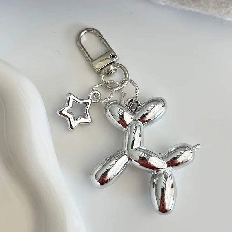 PoppyPup 3D Balloon Dog Keychain – Cute Korean-Inspired Heart Keyring | Resin Handbag & Car Key Charm | Trendy Bag Pendant