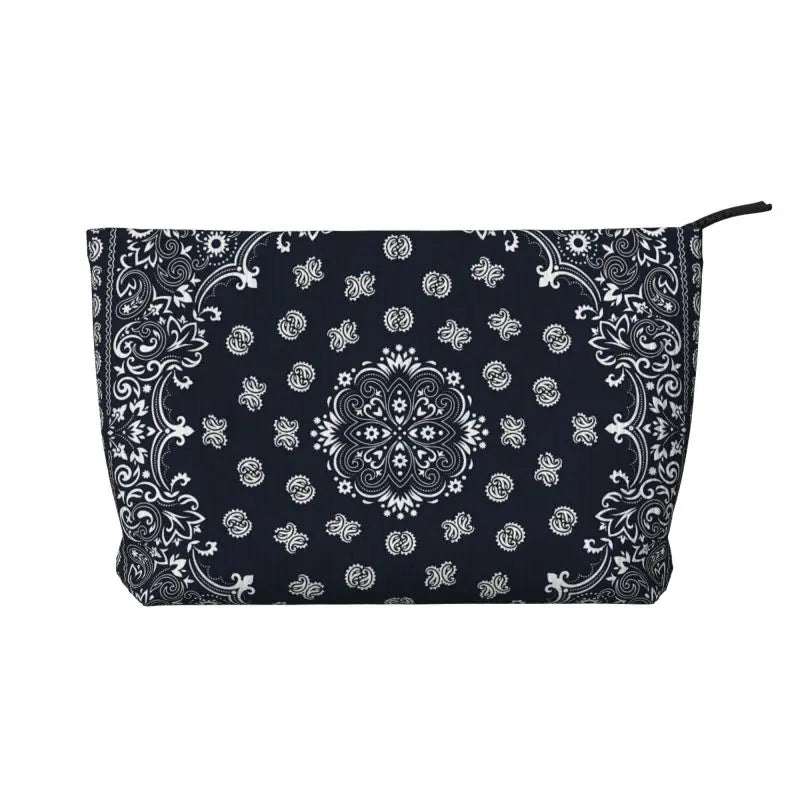 Rosavie Red Paisley Corduroy Makeup Bag – Women’s Bandana Print Cosmetic Pouch | Zip Travel Toiletry Organiser | Casual Beauty Storage Bag