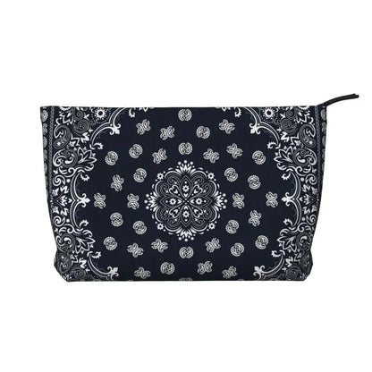 Rosavie Red Paisley Corduroy Makeup Bag – Women’s Bandana Print Cosmetic Pouch | Zip Travel Toiletry Organiser | Casual Beauty Storage Bag