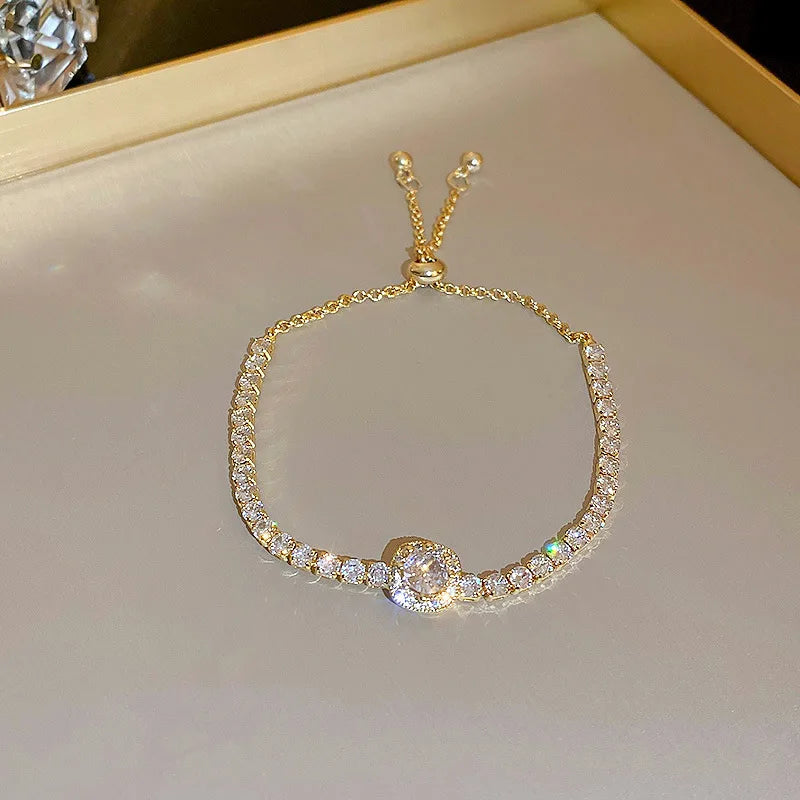 Virelle Colour Zircon Tennis Bracelet – Gold-Tone Cubic Zirconia Chain | Prong-Set Statement Jewellery | Women’s Sparkling Bracelet