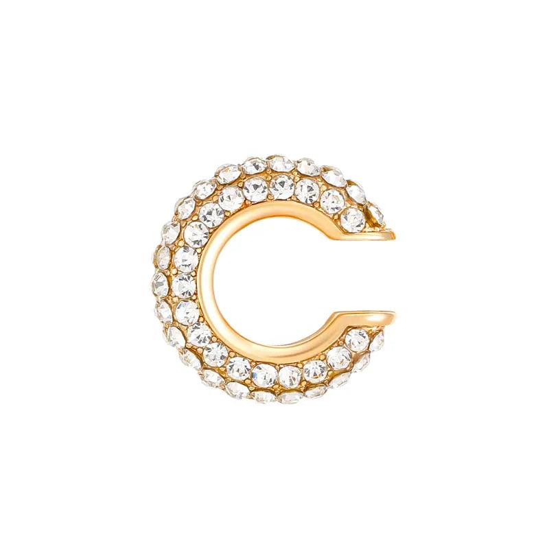 Celestine Crystal C-Shaped Ear Cuff – Women’s No-Piercing Clip Earring | Gold-Colour Geometric Design | Trendy Cartilage Jewellery