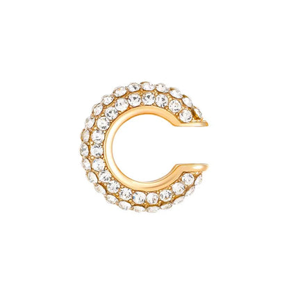 Celestine Crystal C-Shaped Ear Cuff – Women’s No-Piercing Clip Earring | Gold-Colour Geometric Design | Trendy Cartilage Jewellery