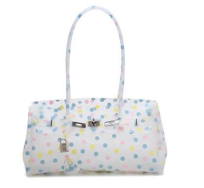 LumiCandy Jelly Shoulder Tote Bag – Clear Candy-Style Handbag | Retro Transparent Summer Purse | Unisex Fashion Carry Bag