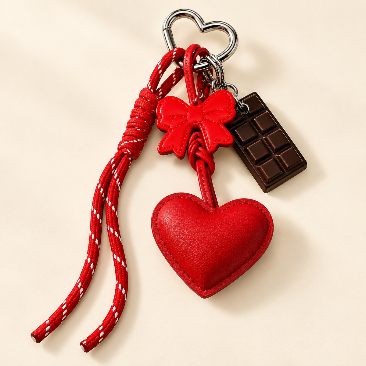 ChocoAmour Heart Bag Charm – Kawaii Chocolate Keychain – Saint & Rose