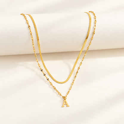 Elara Initial Layered Necklace Set — detail view