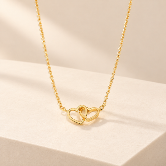 AmoraDuo Double Heart Necklace — ivory studio product photograph