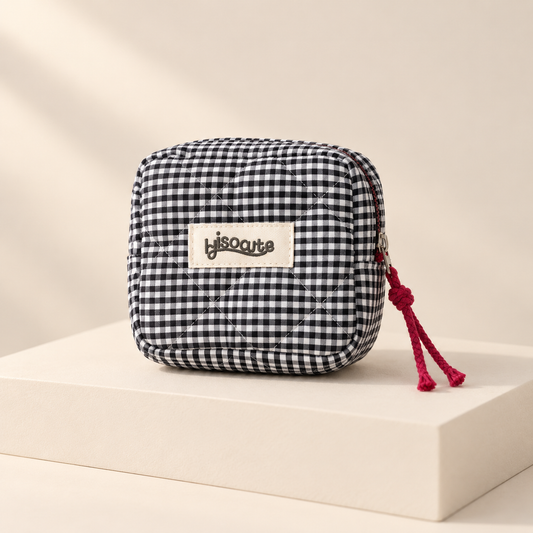 TartanPocket Plaid Mini Coin Purse — ivory studio product photograph