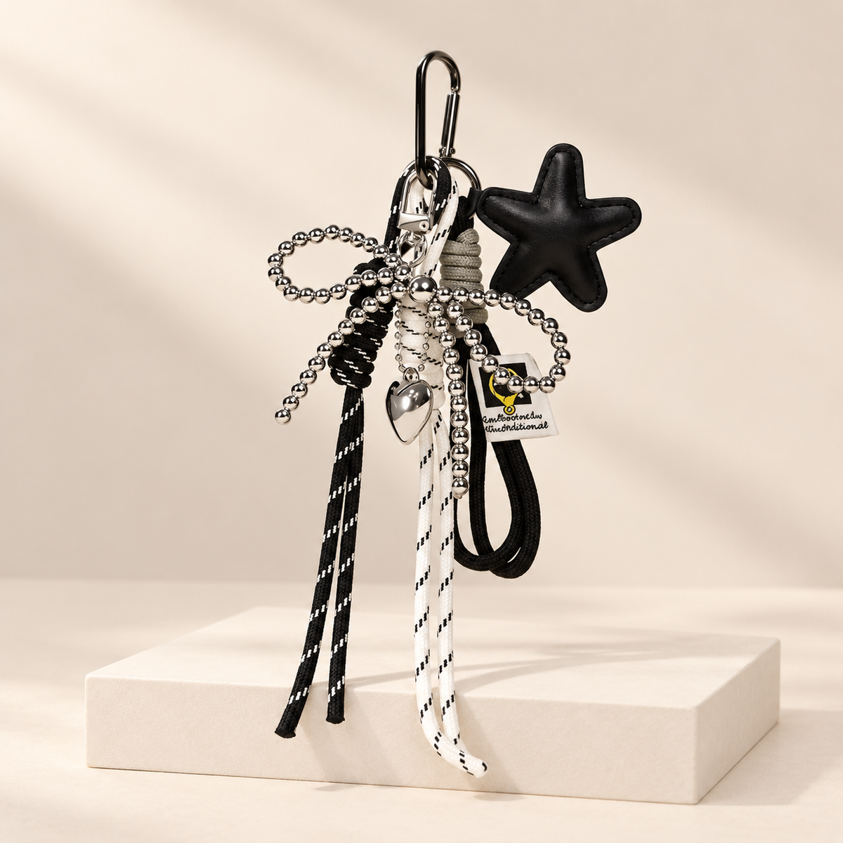 LumiBow Bow & Star Bag Charm — ivory studio product photograph