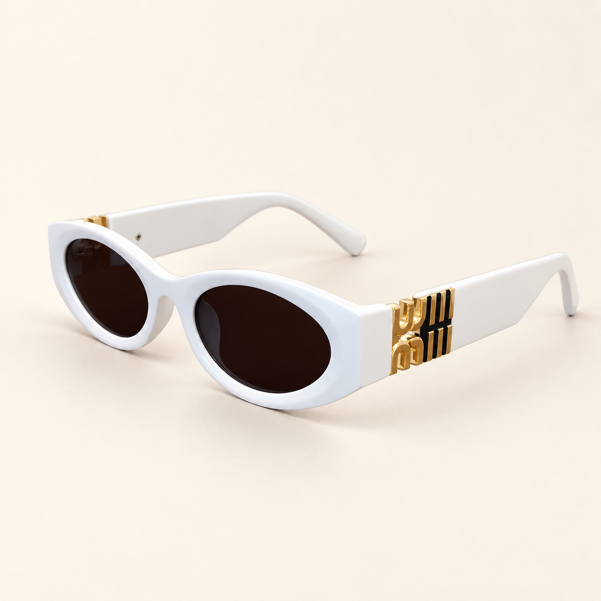 Solenne Retro Oval Sunglasses — no case / c2 — ivory studio photograph