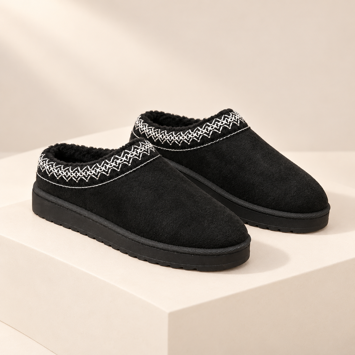 Alvara Embroidered Trim Slip-On Shoes — studio product photograph