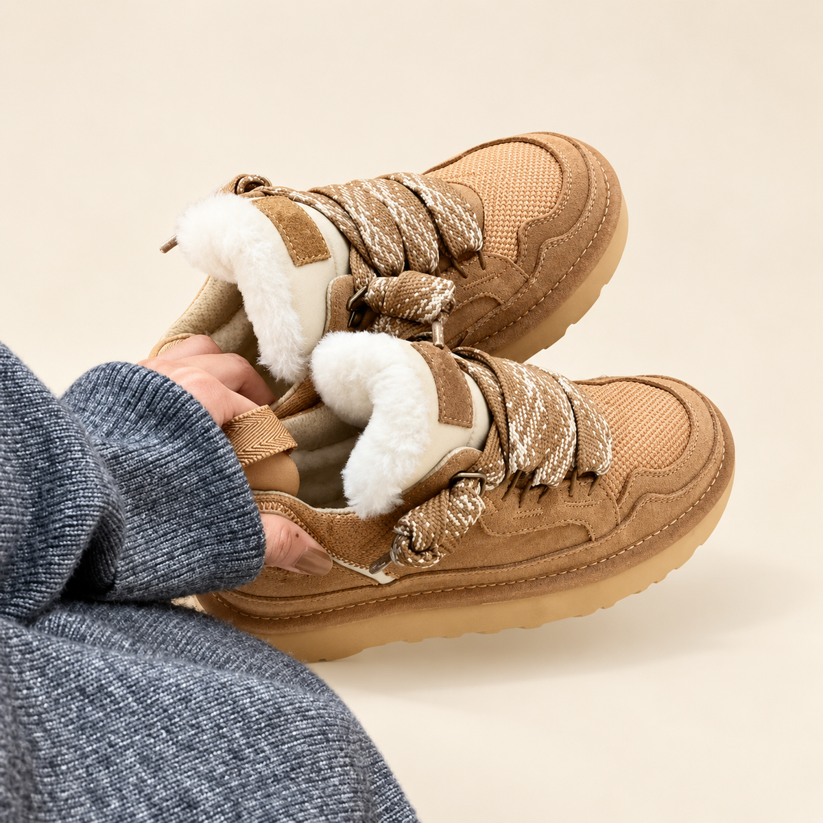 Varelle Plush Trim Lace-Up Shoes — additional product view