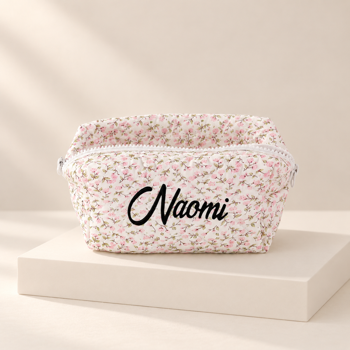 Florelle Personalised Floral Makeup Bag — ivory studio product photograph