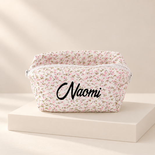 Florelle Personalised Floral Makeup Bag — ivory studio product photograph