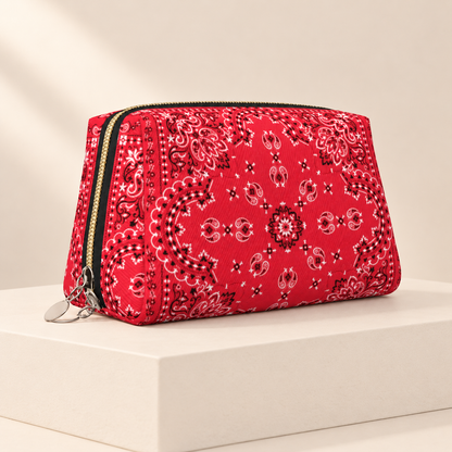 Sienna Paisley Travel Cosmetic Bag — ivory studio product photograph