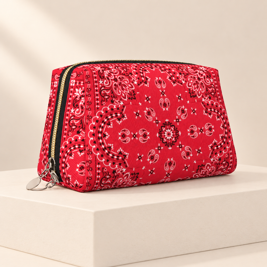 Sienna Paisley Travel Cosmetic Bag — ivory studio product photograph