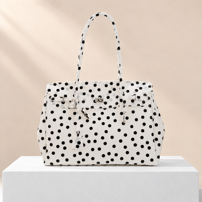 Clarabelle Large Jelly Tote Bag — white plinth, warm beige background