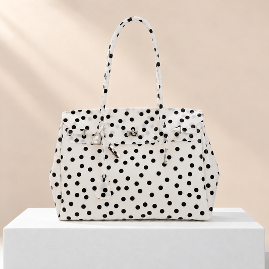 Clarabelle Large Jelly Tote Bag — white plinth, warm beige background