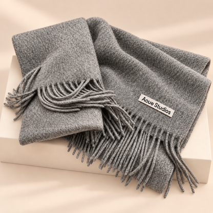 Wynmere 100% Wool Winter Scarf — warm beige studio background