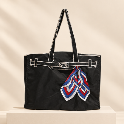 Narelle Embroidered Nylon Scarf Tote Bag — ivory studio gallery photograph