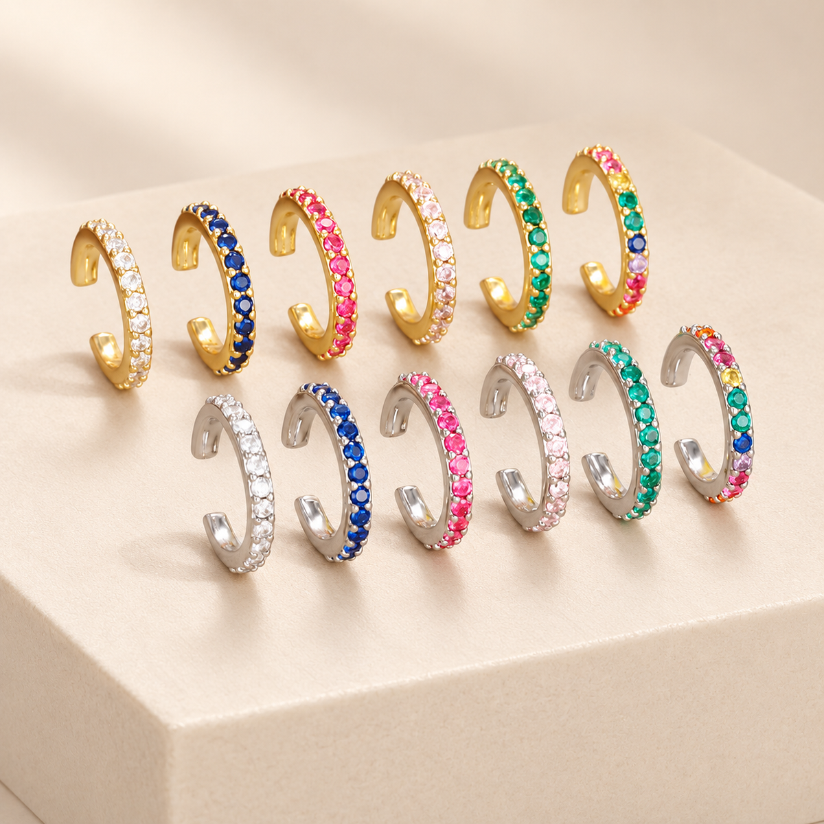 Orlienne Cubic Zirconia Ear Cuff — ivory studio product photograph