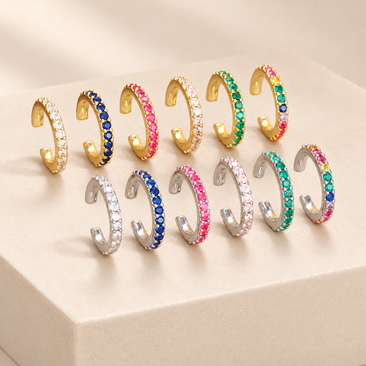 Orlienne Cubic Zirconia Ear Cuff — ivory studio product photograph
