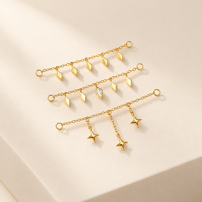 Elarisse 925 Sterling Silver Zircon Chain Stud — ivory studio product photograph