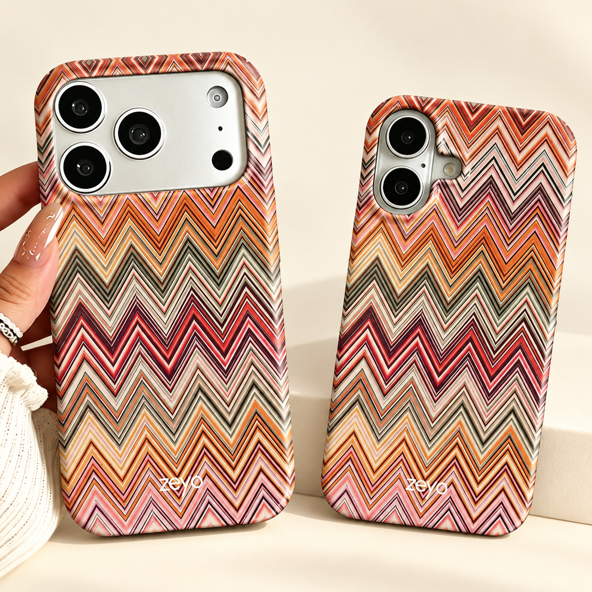 Virelle Brown Chevron Glossy iPhone Case — additional product view