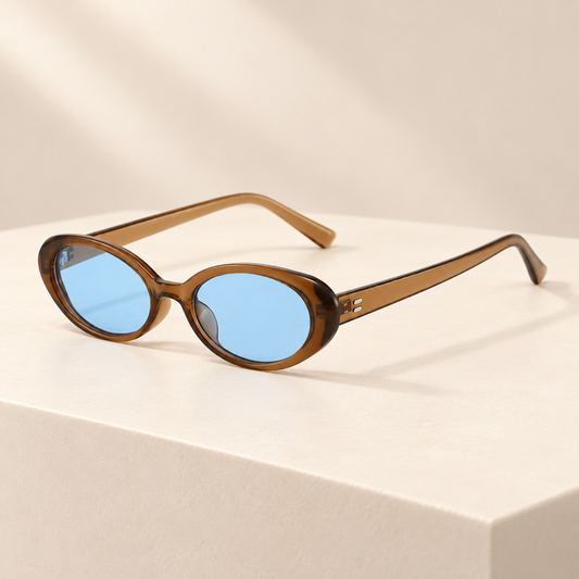 Viretta Retro Oval Sunglasses — ivory studio product photograph
